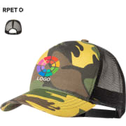 Gorra personalizada camuflaje 5 paneles poliéster RPET con cierre ajustable