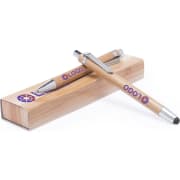 Bolígrafo y portaminas eco de bambú con caja de cartón símil madera