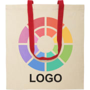 Bolsa feria personalizada de tela de algodón asas de color 105 g/m²