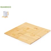 Set de posavasos personalizado de bambú en forma de puzle