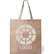 Bolsa de tela eco personalizada de yute y asas verdes 38 x 42 cm