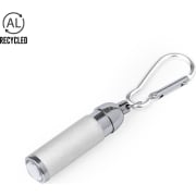 Llavero linterna con mosquetón de aluminio reciclado con luz LED