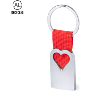 Llavero personalizado corazón aluminio reciclado troquelado en corazón