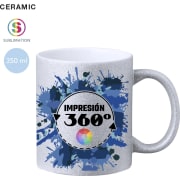Taza de cerámica efecto purpurina personalizada a todo color 360º (350 ml)