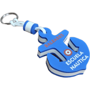 Llavero náutico flotante con silueta de ancla  en goma EVA personalizado con anillo