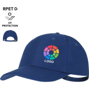 Gorra personalizada 6 paneles de poliéster RPET con protección uv50
