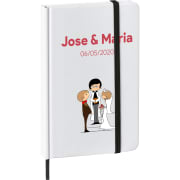 Mini libreta tapa rígida con goma para boda 9 x 14 cm