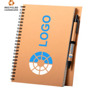 Libreta ecológica de cartón reciclado y boli a juego 17,5 x 21 cm