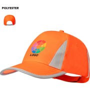 Gorra personalizada 5 paneles microfibra reflectante con cierre velcro.