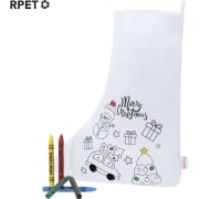 Calcetín navideño personalizado de RPET con ceras para colorear
