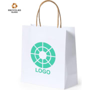 Bolsa personalizada de papel reciclado blanco 22x23x9 cm
