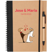 Libreta de papel ecológico con boli para bodas 16,5 x 21 cm
