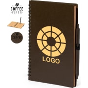 Libreta personalizada en fibra de café eco con bolígrafo 15 x 21.3 cm