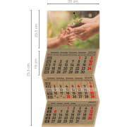 Calendario de pared ecológico 2026 trimestral faldilla internacional