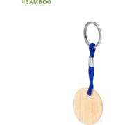 Llavero personalizado de bambú redondo y cordón en color