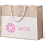 Bolsa ecológica de yute con bolsillo frontal de algodón