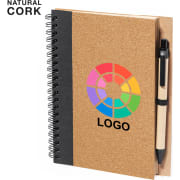 Libreta personalizada en corcho con bolígrafo de cartón reciclado 16.5 x 21 cm