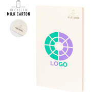 Libreta de cartón de leche reciclado personalizada 14.4 x 21 cm