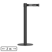 Poste separador negro con cinta extensible hasta 2 M y personalizada