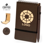 Libreta personalizada de fibra de café con bolígrafo sostenible 9.9 x 14.5 cm