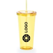 Vaso en colores vibrantes con tapa a rosca y pajita (750 ml)