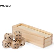 Juego de dados publicitario de madera natural 5 piezas