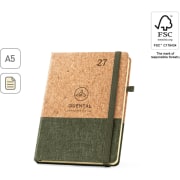 Agenda día página 2027 de corcho y lino con funda 20,5 x 25 cm