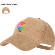 Gorra personalizada 5 paneles poliéster efecto pana con hebilla metálica