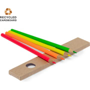 Caja lápices de madera 4 colores fluor personalizada