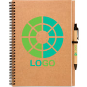 Libreta de papel reciclado y bolígrafo ecológico 26 x 19 cm