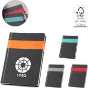Agenda día página 2026 de polipiel y banda de color 14,8 x 21 cm