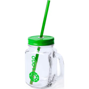 Vaso de cristal con tapa y pajita de plástico (500 ml)