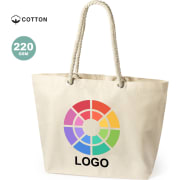 Bolsa bicolor publicitaria algodón resistente 220g/m2 55x39x15 cm