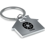 Llavero personalizado con forma de casa de acero inox y plástico