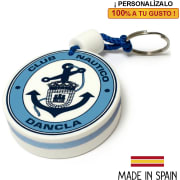 Llavero náutico flotante circular en goma EVA personalizado con anillo