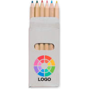 6 lápices de color, caja y lápices natural