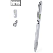 Bolígrafo personalizado plateado de acero inoxidable con 8 funciones