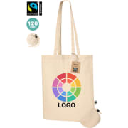 Bolsa plegable publicitaria Comercio Justo de algodón 120 g/m2 38x42 cm