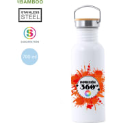 Bidón personalizado retro acero inox/bambú impresa en 360º (750 ml)