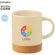 Taza de cerámica y corcho personalizada por 1 cara (350 ml)
