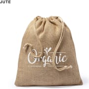 Bolsa personalizada de yute con cierre de cordón 25x30