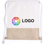 Mochila ecológica personalizable de yute y algodón 120 g/m²