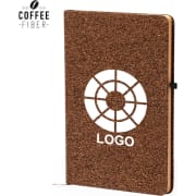 Bloc notas personalizado de fibra café y corcho 14.7 x 21 cm