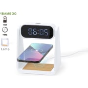 Reloj multifunción publicitario de ABS y bambú con lámpara LED
