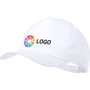 Gorra 5 paneles de poliéster con panel frontal blanco