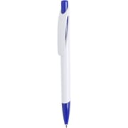 Bolígrafo personalizado cuerpo blanco y detalles a color con clip curvado