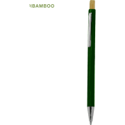 Bolígrafo elegante con pulsador de bambú y cuerpo resistente