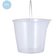 Cubo medidor publicitario de 11l en PP transparente con asa metálica