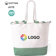 Bolsa personalizada algodón bicolor con asas de cuerda 50x34x17,5