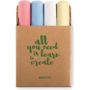 Caja de cartón natural con 4 tizas grandes de colores